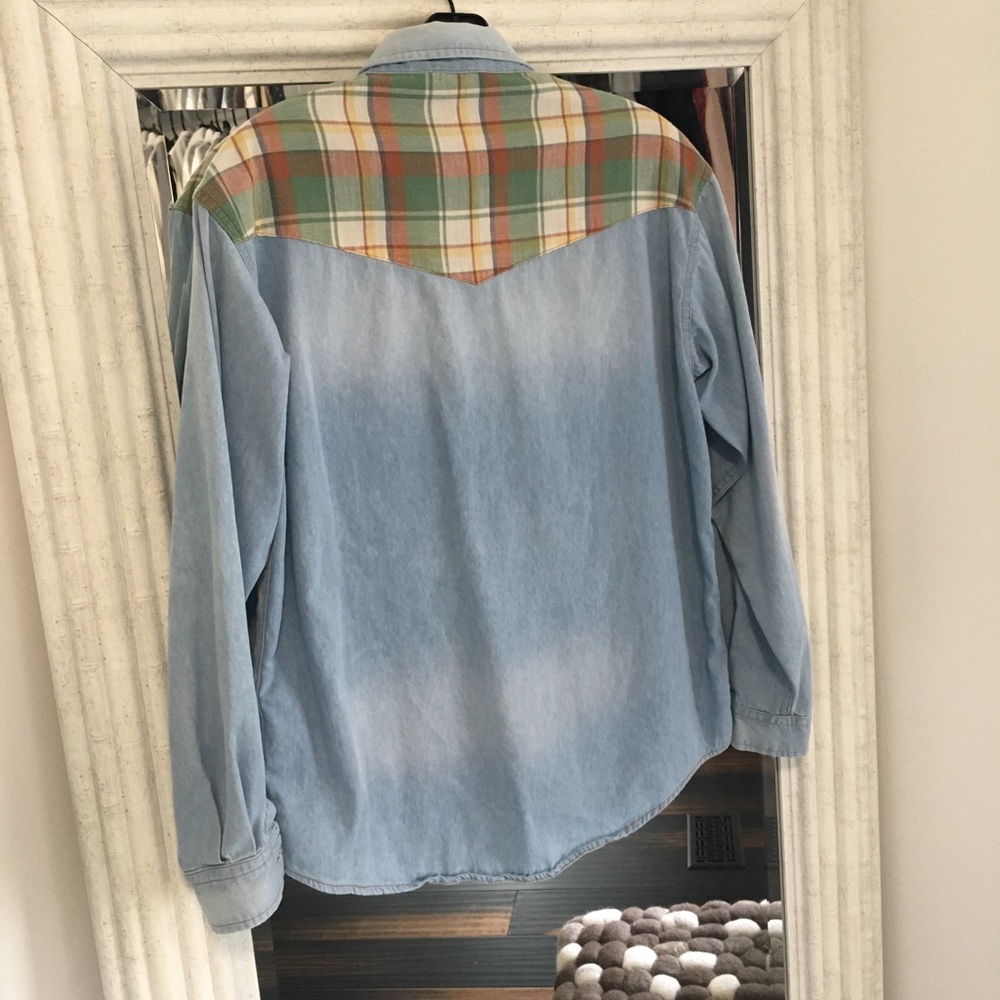 Isabel Marant Etoile Patchwork Denim Plaid Shirt - image 7